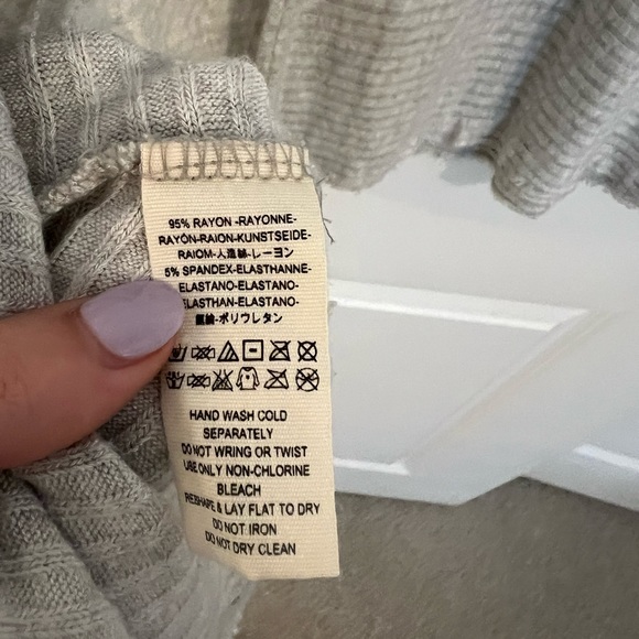 Free People We The Free Gray Open Back Ribbed Mock Neck Sweater - Picture 7 of 7